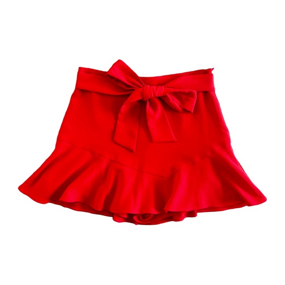 Zara Red Mini Skirt with Ruffle Hem - Picture 1 of 8